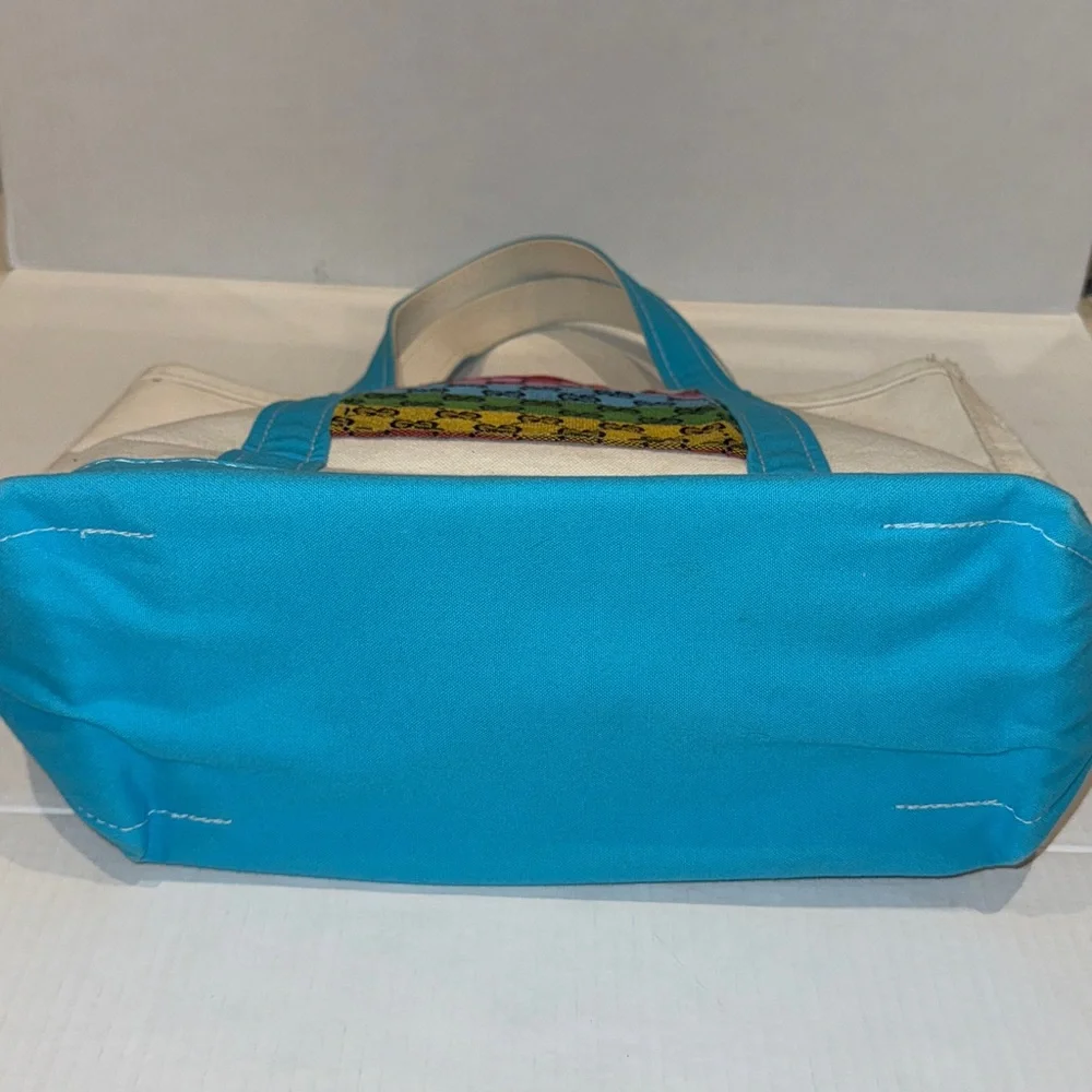 L.L. Bean Upcycled Designer Inspired Front Panel Canvas Boat Tote Bag